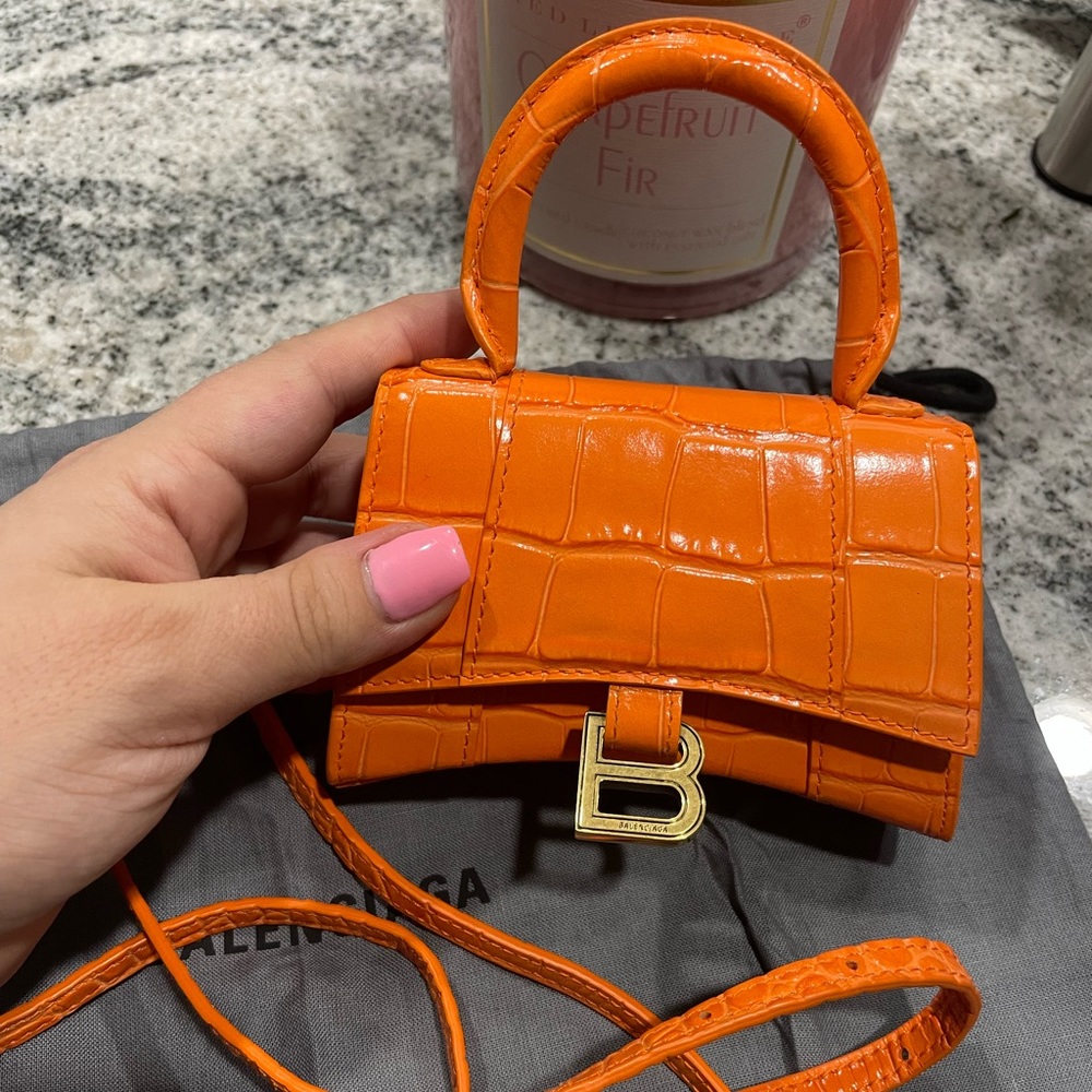 Balenciaga hourglass mini croc shoulder/ belt bag